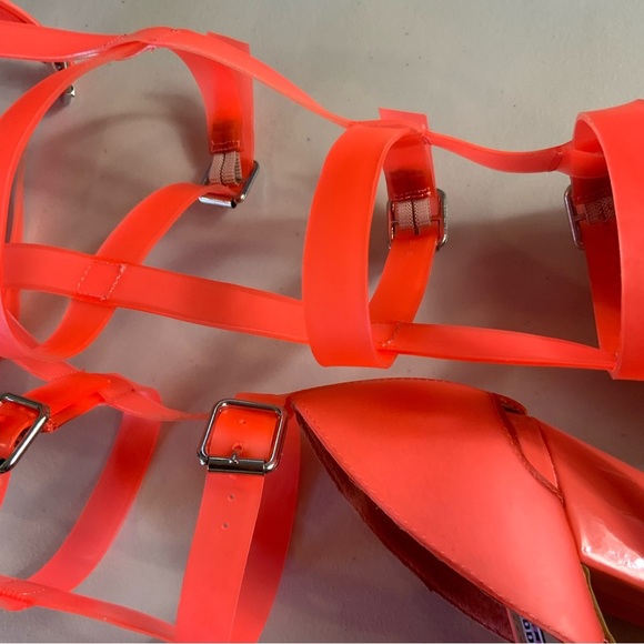 Steve madden X iggy azalea gladiator high-heel sandals neon orange, coral 7.5 - Picture 13 of 14
